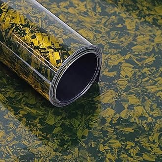 Lypumso Forged Carbon Fiber Vinyl Wrap, Gloss Crushed Stone Car Wrap Vinyl Film Easy Installation with Air Release Technology Auto Car Sticker Decal Sheet (Gold, 1ft x 5ft)