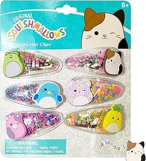 Luv Her Hair Accessories: 6pc Cute Squish Hair Clips with Favorite Character Charms for Girls and Toddlers Ages 3+