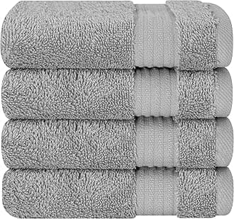 Cotton Paradise 100% Cotton Turkish Washcloth Set for Bathroom, 4 Piece Soft Absorbent Small Hand Face Towels Wash Rags, Light Gray