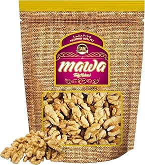 Mawa Premium Raw Chilean Walnuts 500g | Super Jumbo Size | Fresh and Crunchy from Mawa Dry Fruits Variety | Whole & All Natural | ELHP-90 Size | Resealable Zipper Pouch | 500g