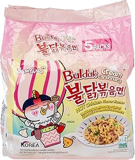 SAMYANG Buldak Cream Carbonara Hot Chicken Flavor Ramen (Pack Of 5), 140 grams
