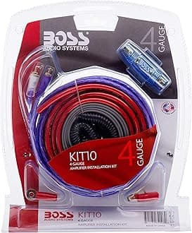 Boss4 Guage Amplifer Installation Kit, Black/Blue/Red