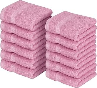 Utopia Towels[12 Pack Premium Wash Cloths Set (12 x 12 Inches) 100% Cotton Ring Spun, Highly Absorbent and Soft Feel Essential Washcloths for Bathroom, Spa, Gym, and Face Towel (Pink)