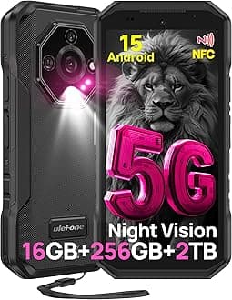 Ulefone Armor X32 Pro 5G Rugged Smartphone, 16GB+256GB/2TB, 64MP+25MP Night Vision, Android 15, 3 Cards Slots, 5.65" 90Hz Corning Gorilla Glass, Dual SIM Unlocked Waterproof Mobile Phones NFC Black