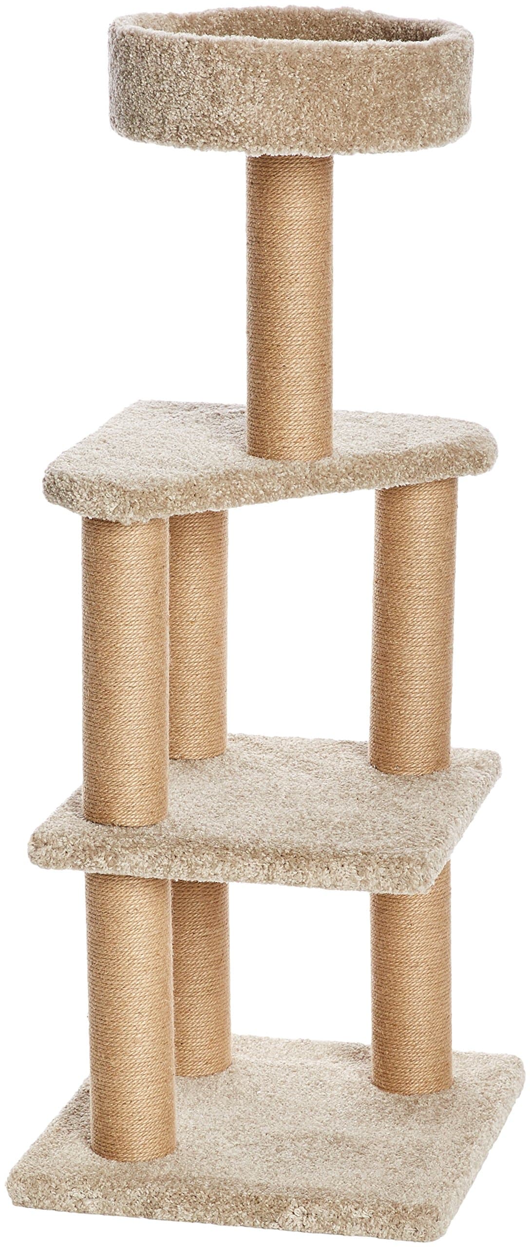 Amazon Basics Cat Tree Tower with Scratching Posts for Home Indoor Use, Beige, Large (45L x 45W x 117H cm)