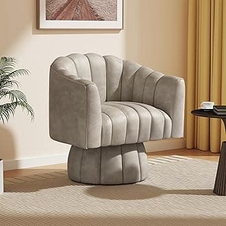 Swivel Accent Chair, 360° Swivel Barrel Chair with Armrest, Faux Leather Upholstered Single Sofa Reading Chair for Living Room,Bedroom,Waiting Room(Dark Almond)