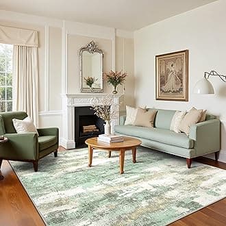 BEIMO Area Rugs 10x12 for Living Room Bedroom, Modern Abstract Machine Washable Large Light Green Rug Soft Rug, Low Pile Floor Carpet with Non Slip Backing for Dining Room