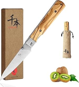 SENBON 440A stainless steel Ultra sharp pocket folding Japanese peeling utility knife Natural Olive Handle Camping trip Outdoor Portable knife