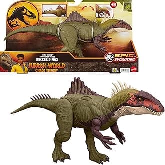 Jurassic World Mattel : Dinocaos Theory Netflix - Becklespinax Battle of Roars, Toy Dinosaur Action Figure with Sounds, Epic Evolution Series, +4 Years, HXF52