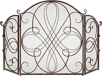 Best Choice Products 3-Panel Wrought Iron Metal Fireplace Safety Screen Decorative Scroll Spark Guard Cover - Black
