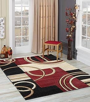 GLORY RUGS Area Rug Modern Soft Hand Carved Contemporary Floor Carpet with Premium Fluffy Texture for Indoor Living Dining Room and Bedroom Area (4x6, Dark Red)