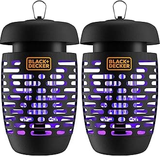 BLACK+DECKER Bug Zapper Electric Lantern with Insect Tray, Cleaning Brush, Light Bulb & Waterproof Design for Indoor & Outdoor Flies, Gnats & Mosquitoes Up to 625 Square Feet- 2 Pack