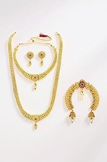 Traditional Gold Plated Maharani Haar Bridal Jewellery Set Gift for Women