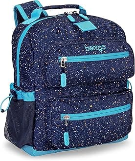 Bentgo® Kids Confetti Backpack - Lightweight 14” Backpack for School, Travel & Daycare, Ideal for Ages 4+, Durable & Water-Resistant, Roomy Interior, & Loop for Lunch Bag (Confetti Edition-Abyss Blue)