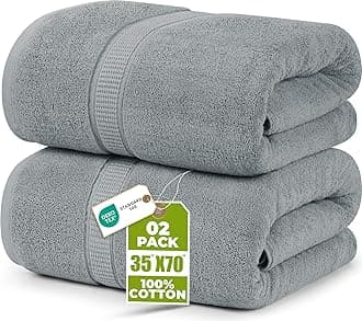 Utopia Towels - Luxurious Jumbo Bath Sheet 2 Piece - 600 GSM 100% Ring Spun Cotton Highly Absorbent and Quick Dry Extra Large Bath Towel - Soft Hotel Quality Towel (35 x 70 Inches, Cool Grey)