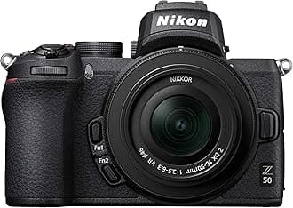 Nikon Z50 + Z DX 16-50mm Mirrorless Camera Kit (209-point Hybrid AF, High Speed Image Processing, 4K UHD Movies, High Resolution LCD Monitor) VOA050K001