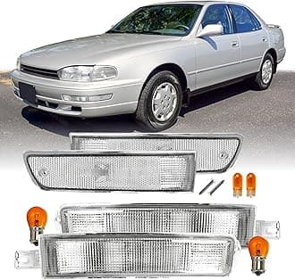 USR 92-94 SXV10 Bumper Light – Turn Signal Lamps (Left + Right) 4pc Set - Compatible with 1992-1994 Toyota Camry All Models such as DX, LE, SE, XLE, DLX (CLEAR BUMPER LIGHTS w/AMBER BULBS)
