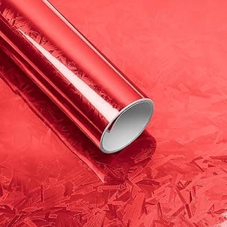 Lypumso Forged Carbon Fiber Vinyl Wrap, Gloss Holographic Chrome Mirror Car Wrap Vinyl DIY Auto Sticker Decal Film Sheet with Bubble Free Air Release (Red, 1ft x 5ft)