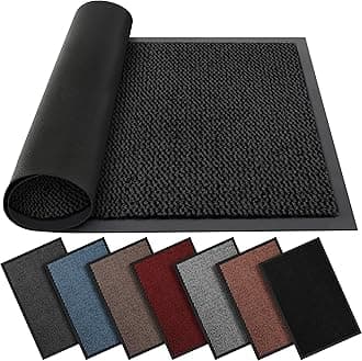 BLADO Washable Door Mats Indoor & Outdoor - Non-Slippery Heavy Duty - Stylish & Large Rubber - Perfect Dust Grabbing Doormats (Anthracite, 60cm x 80cm)