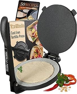 Tortillada - Premium Cast Iron Tortilla Press with Recipes & Instructions (10")