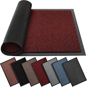 BLADO Washable Door Mats Indoor & Outdoor - Non-Slippery Heavy Duty - Stylish & Large Rubber - Perfect Dust Grabbing Doormats (Red, 60 cm x 80 cm)