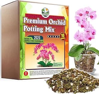 [Upgraded] DUSPRO Orchid Potting Mix for Repotting with Forest Moss, Pine Bark, Perlite & Pumice, Orchid Bark Potting Mix, Orchid Repotting Soil, Drainage Indoor Potting, Orchid Pot Not Included, 10QT