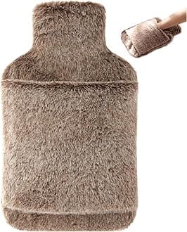 samply Hot Water Bottle with Cover - 2L Hot Water Bag with Hand Pocket, for Hand Feet Warmer, Khaki