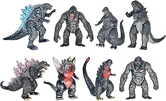 Set of 8 King Kong vs Godzilla Toys Movable Joint Action Figures King of The Monsters Birthday Dinosaur Kid Gift Cake Toppers