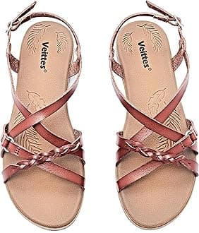 Veittes Women's Flat Slide Sandals-Adjustable Double Elastic Bands,Crossover Straps,Fashion Casual Summer Flat Sandals.
