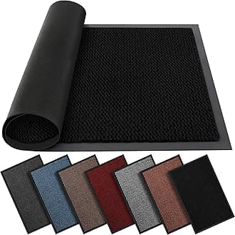 BLADO Washable Door Mats - Non-Slip Heavy Duty Doormats - Stylish Large Rubber Mat - Perfect Dust Grabbing Indoor & Outdoor (Black, 60cm x 180cm)