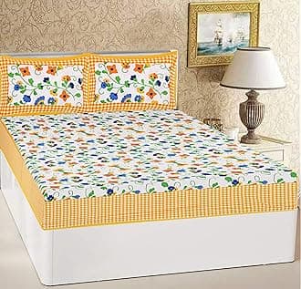 RajasthaniKart® Comfort Rajasthani Jaipuri Traditional Sanganeri Print 144 TC Cotton Double Bedsheet with 2 Pillow Covers - King