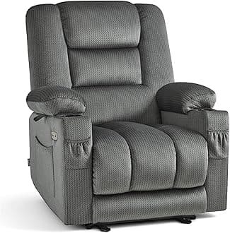 MCombo Recliner Chair for Adults, Zero Gravity Recliner with Massage and Heat, USB & Type C Ports, Cup Holders for Living Room 6079 (Gray)