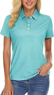 TACVASEN Polo Shirts for Women Short Sleeve Golf Shirts 4-Button Quick Dry Workout Tops Collared for Work Running Tennis
