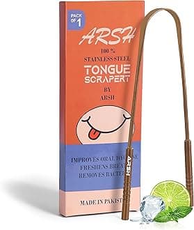 Arsh Tongue Scraper for Adults Stainless Steel Tongue Cleaner for Oral Care & Hygiene Tongue Cleaner for Men and Women Tongue Scrubber (Copper Pack of 1)