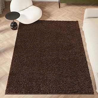 homeart Area Rug - Super Soft Shaggy Rugs For The Living Rooms, Bedrooms And Kitchen - Modern, Easy To Clean Carpet - 120 cm Square, Brown Cacao