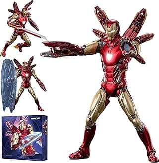 Ironman MK85(Deluxe Version) Action Figure-7inch Light with Chest and Eyes Metal Painting Collectable Model-20 Joints Movable with Multi Weapon Accessories Toys(1/10 Scale), MK85 2.0