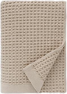 Supima Waffle Bath Towel – Quick Dry Lightweight Towel for Bathroom – 100% USA-Grown Cotton, Highly Absorbent & Space-Saving – Oatmeal, 31" x 57"
