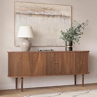 Wermo - 71" Dresser Storage Cabinet with Doors and Shelves, Credenza Storage Cabinet for Office, Bedroom, Hallway Storage Cabinet, Cabinet