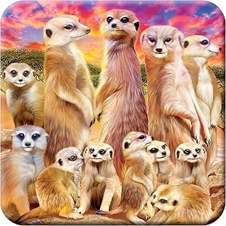 Cork Coaster - Cool Meerkats from Deluxebase. Drinks Coaster with Lenticular 3D Animal Image. Non-Slip Protective Table Drink Mat for Home Decor and Decorative Accessories.