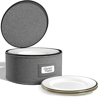 Sorbus China Storage Containers – Dinnerware Organizer for Dinner Plates with Lid (Holds Service for 12) with Felt Protectors – 12" x 6.25"