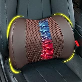 Memory Foam Lumbar Support Cushion Relieves Lower Back Pain for Car Seat, Office Chair, and Wheelchair, 4D Mesh, Brown