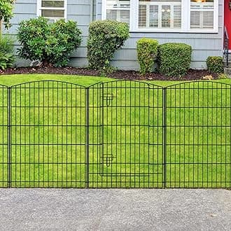 INJOPEXI Decorative Garden Fence 12 Panels 26ft (L)×36in (H) Garden Fences with 11 Panels + 1 Gate, No Dig Animal Barrier Rabbit Fencing Rustproof Metal Wire Temporary Dog Fence for Patio Outdoor Yard