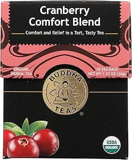 Buddha Teas - Organic Cranberry Comfort Blend - Herbal Tea - For Health & Wellbeing - With Antioxidants & Minerals - Clean Ingredients - Caffeine Free - OU Kosher & Non-GMO - 18 Tea Bags (Pack of 1)