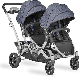 Dream On MeTrack Tandem Double Umbrella Stroller in Slate, Lightweight Double Stroller for Infant and Toddler, Multi-Position Reversible & Reclining Seats, Large Storage Basket and Canopy
