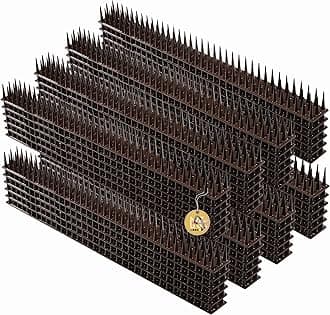 KADAX Plastic Bird Spikes, 51 x 4 x 3 cm, Wall Spikes, Fence Tops Spikes, Pigeon Repellent, Deterrent for Birds, Cats, Anti Climb Spikes, Squirrel Repellent (48, Brown)