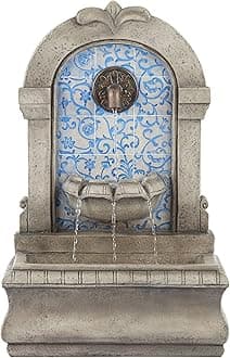 Manhasset 30 1/4" High Large Italian Outdoor Decor Blue Faux Stone Floor Fountain Standing Waterfall Tiered Cascading Water Feature for Outside Garden Patio Yard Backyard Porch Deck - John Timberland