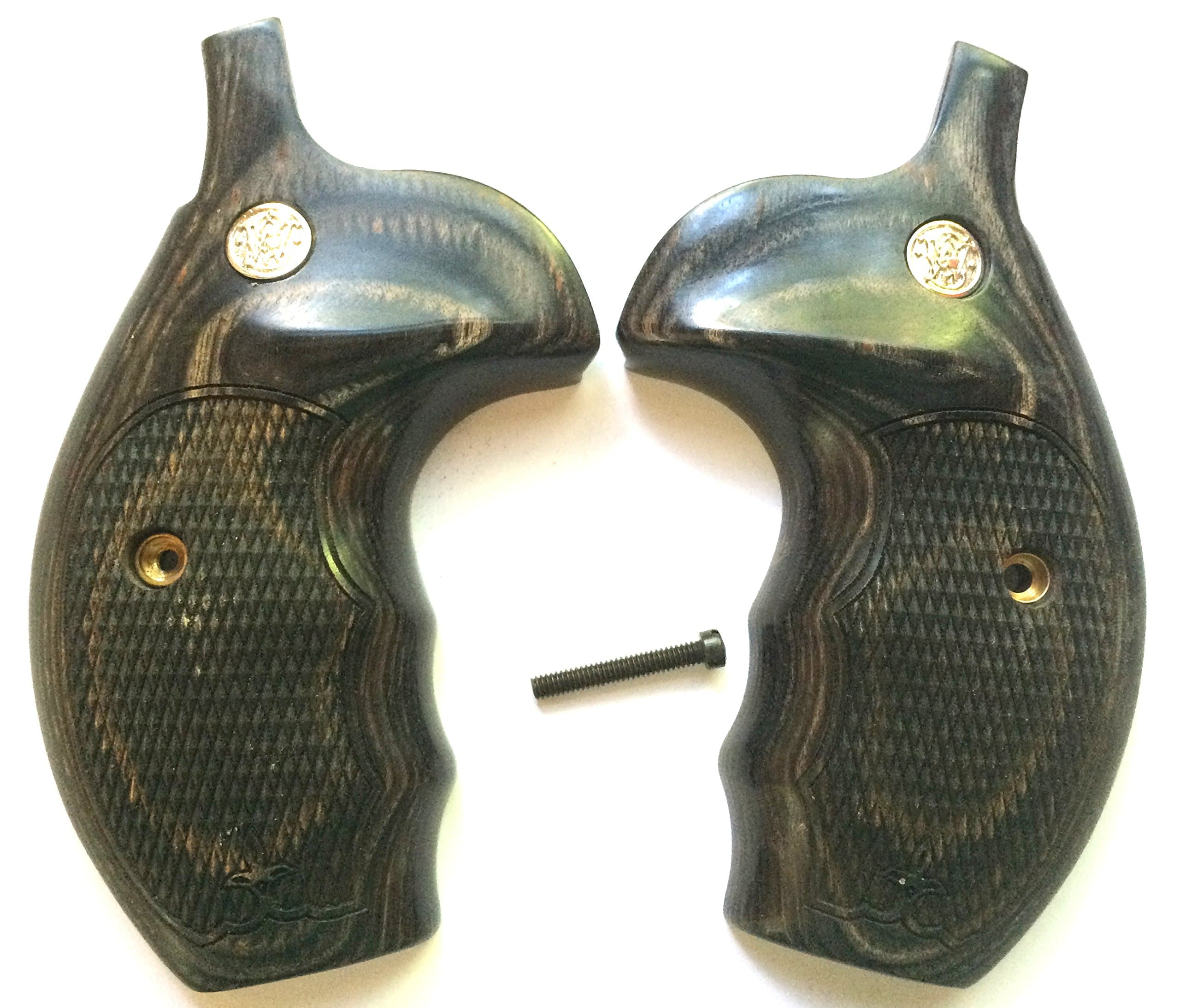 S and W K/L/Frame Grips Silverblack Checkered