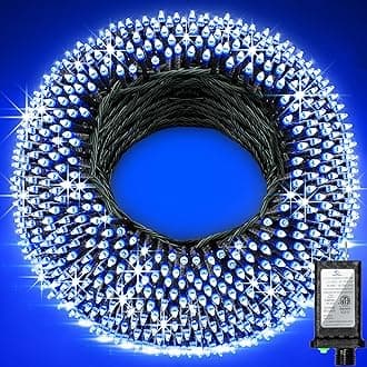 1500 LED 502ft Outdoor Christmas Lights Super Long String Lights 8 Modes Timer Memory, Outsite Waterproof Dark Green Wire Fairy Light Strings for Xmas Tree Wedding Holiday Party Decorations BlueRecycled Claim Standard Blended