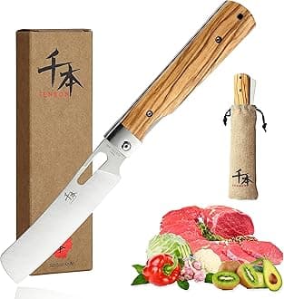 - SENBON 440A Steel Folding Knife Portable Convenient Outdoor Knife Camping Chef Knife Olive Wood Handle Camping Travel BBQ Petty Outdoor Camping Cooking Knife
