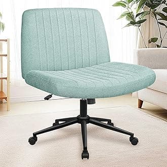 NEO CHAIRCriss Cross Chair with Wheels & Pads Home Office Cross Legged Chairs Ergonomic Computer Desk Task Wide Seat for Bedroom Vanity Comfy Swivel (Mint)
